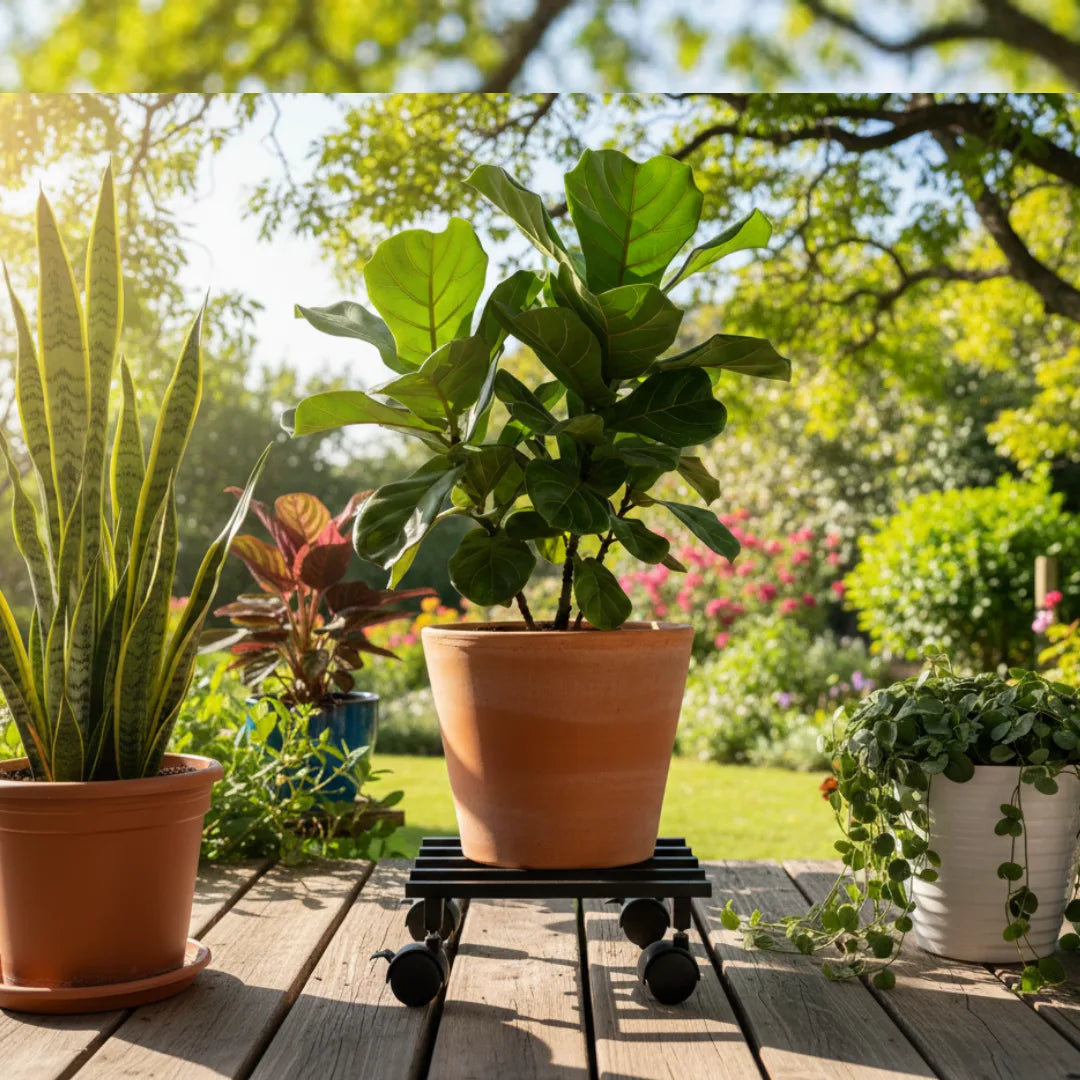 Small Plant Stand with Wheels