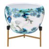 Dreamy White & Blue Floral Metallic Pot with Stand