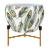 Peacock Feather Print Metal Pot with Stand