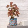 Graceful orange yellow flower print metal planter